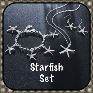 Star fish jewelry set 3 piece earrings bracelet necklace